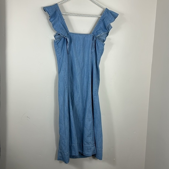 Madewell Blue Chambray Button Up Flutter Sleeve Midi Dress 4P - Picture 5 of 9